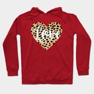 Cheetah Leopard Original Print Heart Shape with Love Word Hoodie